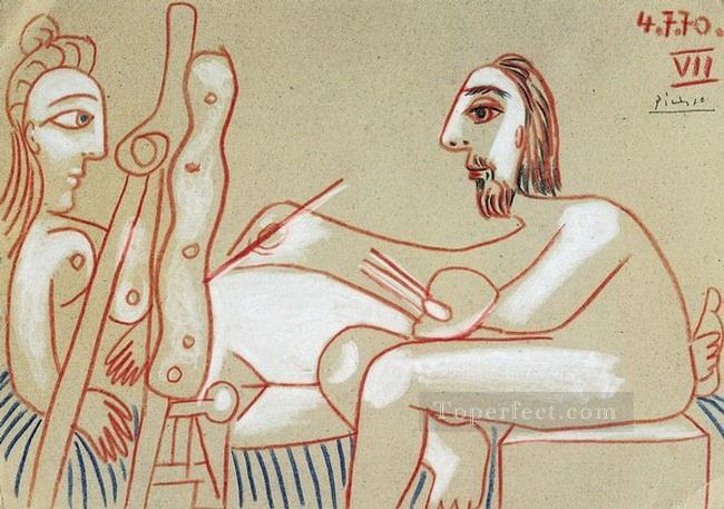 The Artist and His Model L artiste et son modele 4 1970 cubist Pablo Picasso Oil Paintings